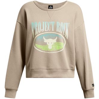 Under Armour Womens Pjt Rck Hw Terry Ls Q1 Sweatshirt in Brown - Size 10 UK