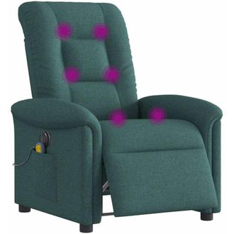 vidaXL Sill&oacute;n Reclinable De Masaje El&eacute;ctrico Tela Verde Oscuro Vidaxl