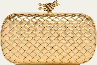Bottega Veneta Knot Padded Metallic Leather Clutch Bag