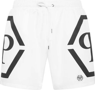 Philipp Plein Heren, Badkleding, Wit, Maat: 2XL Poliester