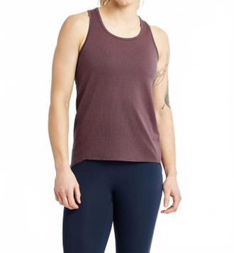 Oiselle Flyout Racerback Tank In Redwood/ink Blue