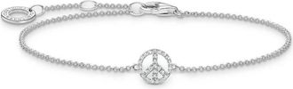 Thomas Sabo Armband Vredesymbool Zilverkleurig- Wit A2083-051-14-L19V - Dames - Armbanden - Grijs - ONE Size - Accessoires