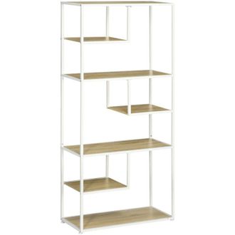 HOMCOM Homcom - Estanter&iacute;a De Almacenamiento Industrial Estanter&iacute;a Para Sal&oacute;n Estanter&iacute;a Librer&iacute;a Con Marco De Acero Oficina Estudio Cocina 83x34x180 Cm Robl