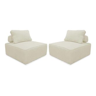 Sweeek Sof&aacute; modular de pana, 2 plazas, crema