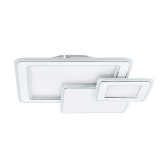 Loops Wall Flush Ceiling Light Colour White Chrome Shade White Plastic Bulb LED 50W