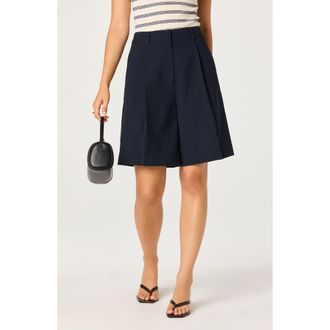ASTR the Label Quillie Pleated Bermuda Shorts in Navy at Nordstrom, Size X-Small