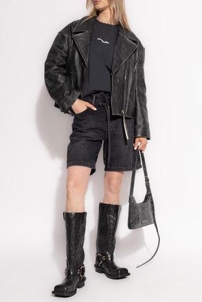 Acne Studios Leather Jacket With A vintage Effect, Womens, Black
