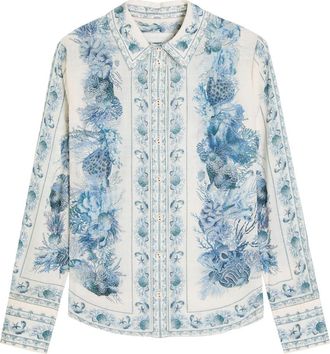 Zimmermann Wanderlust Printed Cotton Shirt - Blue - 2 (UK 12 / M)