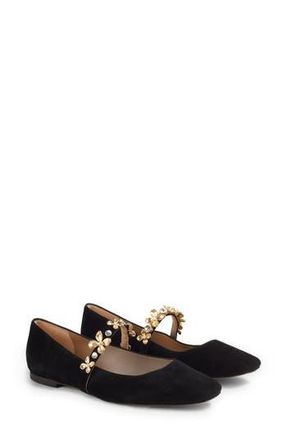 L.k. Bennett Amber Flower Trim Mary Jane Flat in Black at Nordstrom Rack, Size 11Us / 41Eu