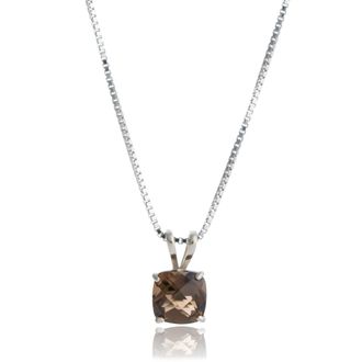 MAX + STONE Sterling Silver Cushion Cut Gemstone Pendant Necklaces with 18 inch Box Chain