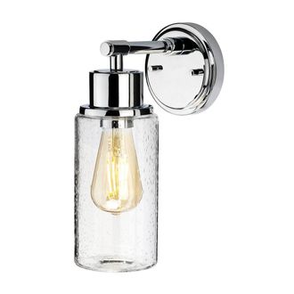 Netlighting Morvah 1 Light Outdoor Wall Light Polished Chrome IP44 E27 in Grey