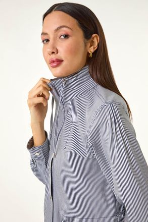 Roman Stripe Stretch Safari Jacket