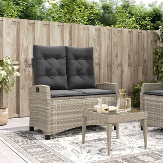 vidaXL Vidaxl - Sill&oacute;n Reclinable De Jard&iacute;n Con Cojines Rat&aacute;n Sint&eacute;tico Gris