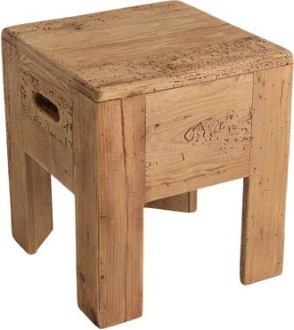 Macabane Taburete cuadrado 35 x 35 cm madera de pino reciclado SANDY