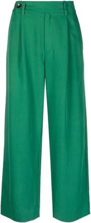 Proenza Schouler Wijde Casual Broek - Dames - Wijde Broeken - Groen - XS - Nylon - Broeken
