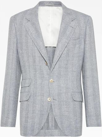 Brunello Cucinelli Gray Linen Silk Wool Blazer, Brand Size 46 (US Size 36)