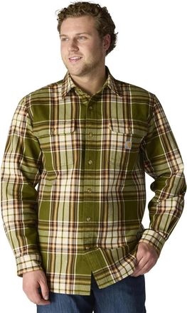 Carhartt Work in Progress Flannel Shirt Men Green Plaid 100% Cotton Loose Fit Heavyweight JAX1744