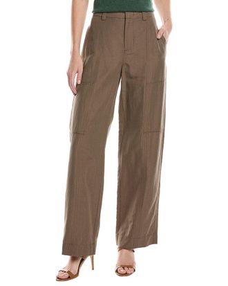 Vince Drop-Waist Utility Wide Leg Linen-Blend Pant