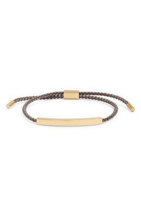 Clifton Wilson Braided Bar Charm Slider Bracelet in Grey/gold at Nordstrom
