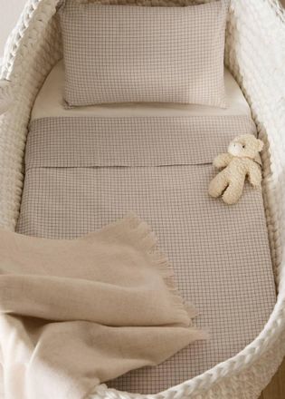 Mango Set lenzuolo superiore e federa mini culla cotone mini quadri grezzo - Home - 75x100cm - MANGO HOME