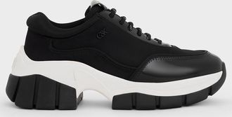 Charles & Keith Yunna Leather & Recycled Fabric Chunky Sneakers