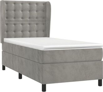 vidaXL Vidaxl - Cama Box Spring Con Colch&oacute;n Terciopelo Gris Claro 90x190 Cm