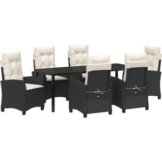 vidaXL Conjunto De Comedor De Jard&iacute;n 7 Pcs Negro Rat&aacute;n Sint&eacute;tico Vidaxl