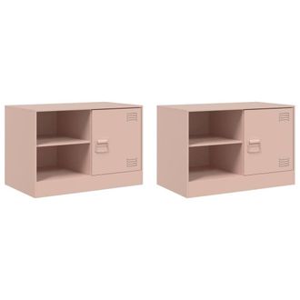 Berkfield Home TV Cabinets 2 pcs Pink 67x39x44 cm Steel | Size: 67 x 39 x 44 cm