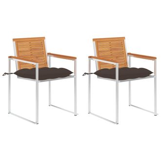 vidaXL Vidaxl - Sillas De Jard&iacute;n Con Cojines 2 Uds Madera Maciza Acacia Y Acero