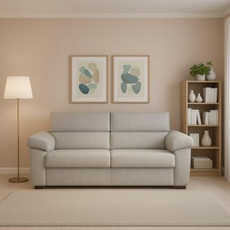Dmora Sof&aacute; Fijo 2 Plazas Pisogne, Desenfundable, Hidr&oacute;fugo Made In Italy, Lavable, 185x95x100h Cm Beige