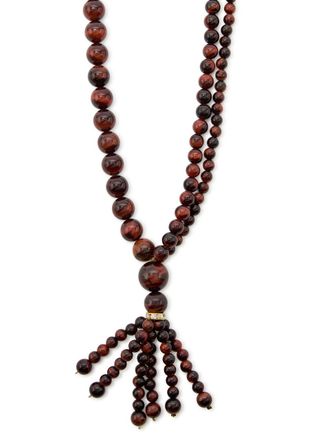 Timeless Pearly Crystal-embellished Beaded Necklace - Brown - One Size