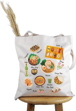 Generic PWHAOO Japanese Food Lover Gift Japanese Food Design Tote Bag Japanese Foodie Handbag Asian Food Merch (Japanese Food Design T)