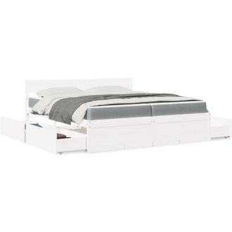 vidaXL vidaXL Letto Cassetti e Materasso Bianco 200x200cm Legno Massello Pino