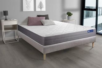 Actisom Somier gris + colch&oacute;n con espuma viscoel&aacute;stica 120 x 195