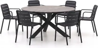 Forza Furniture + 15% kassakorting | Forza Narni/Fidenza &oslash;149cm dining tuinset 7-delig stapelbaar
