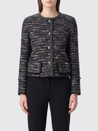 Emporio Armani Virgin Wool Blend Knit Blazer with Crew Neck