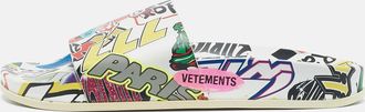 VETEMENTS Multicolor Leather Sticker Pool Slide Flats