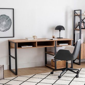 Concept Usine Escritorio 150 cm con huecos de almacenaje efecto madera