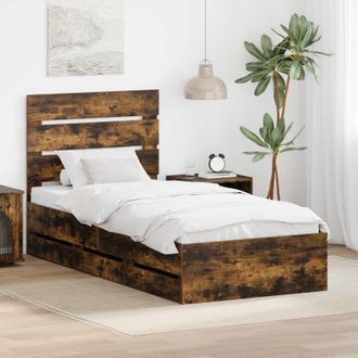 vidaXL Estructura De Cama Roble Ahumado 90 X 190 Cm Madera Ingenieril Vidaxl