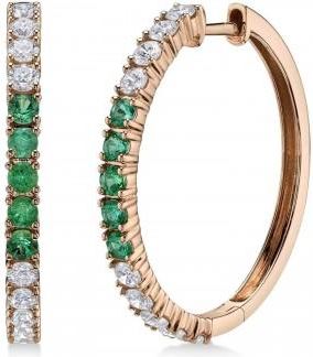 Allurez Lab Grown Emerald & Diamond Hoop Earrings 14K Rose Gold (1.41ct)