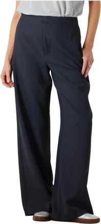 Mos Mosh Elegante donkerblauwe broek voor dames - Dames - Wijde Broeken - Blauw - XS - Polyester - Broeken