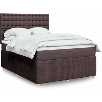 vidaXL Vidaxl - Cama Box Spring Con Colch&oacute;n Tela Marr&oacute;n Oscuro 140x190 Cm