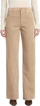 7 For All Mankind Broeken, Dames, Beige, W26, Stovepipe Rechte Corduroy Broek