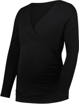 Isabella Oliver Georgia Maternity V-Neck Wrap Top in Caviar Black at Nordstrom, Size 10