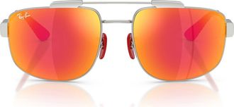 Ray-Ban 58mm Ferrari Square Sunglasses in Silver /Grey Mirror Red at Nordstrom