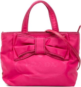 Prada Pre-owned Handbags, female, Pink, Size: ONE SIZE Pre-owned Bow Detail Tote Bag