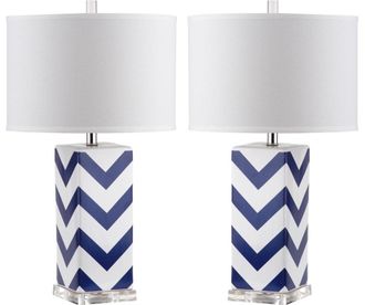 Safavieh Juego de 2 lamparas de mesa de ceramica azul marino