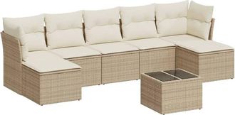 vidaXL Juego De Sof&aacute;s De Jard&iacute;n Con Cojines Beige 8 Pzas Rat&aacute;n Pe Vidaxl