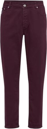 Brunello Cucinelli Lightweight denim trousers in Burgundy at Nordstrom, Size 62 It