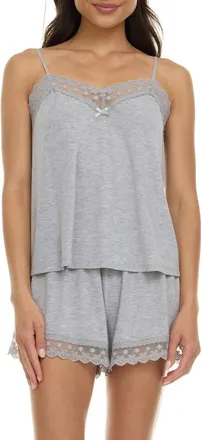 Flora Nikrooz Maven Lace Trim Jersey Short Pajamas in Heather Gray at Nordstrom, Size X-Small